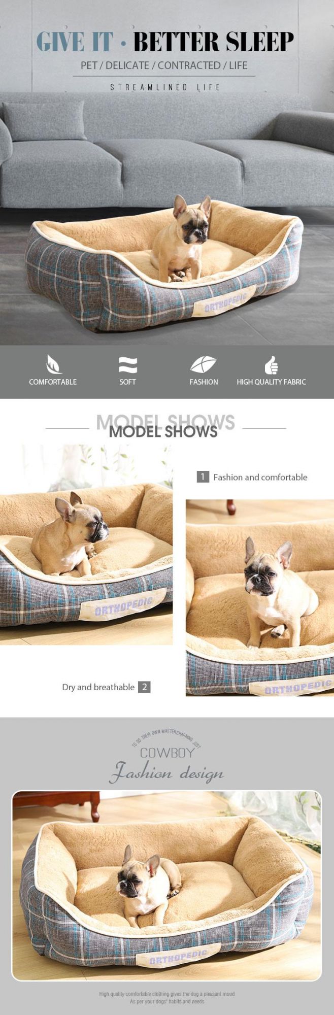 Wholesale High Quality Dog Bed Memory Foam Orthopedic Insert