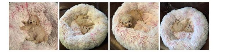 Fur Fluffy Donut Cheap Large Comfy Calming Dog Bed Luxury Washable Plush Pet Bed