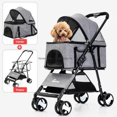 2 in 1 Wholesale Pet Stroller Dog Carrier 4 Wheels Detachable Pet Stroller for Dogs