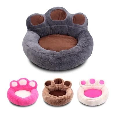 Bear Paw Shape Round Soft Cozy Cat Bed Pet Cage