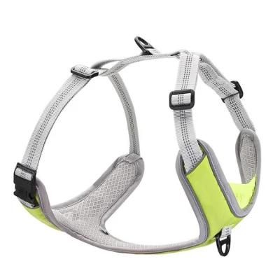 Amazon Hot Sale New Style Reflective Adjustable Nylon Mesh Padded Outdoor Hiking Dog Harness