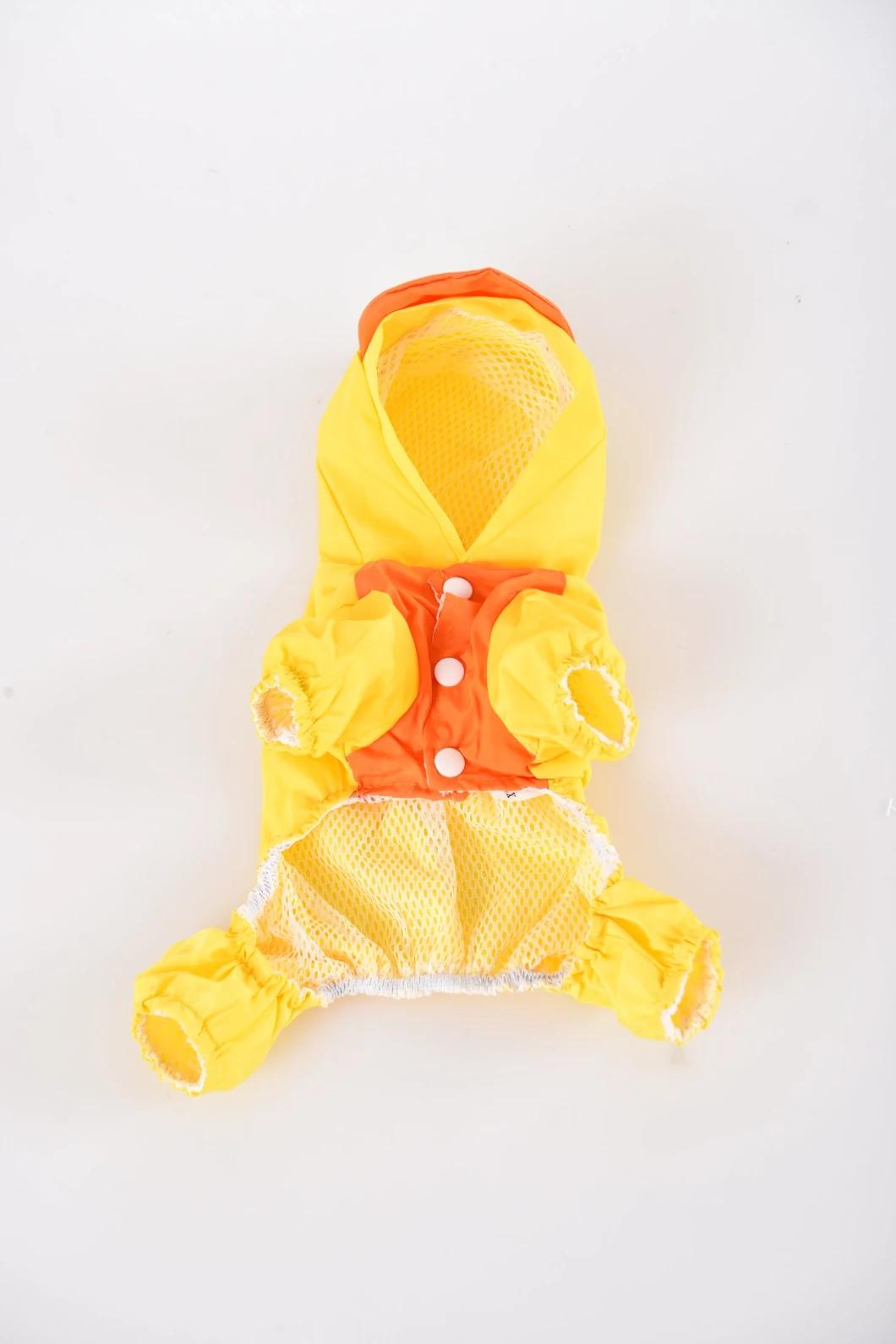 Cute Pet Clothes Duck Style Costume Bright Adorable Cat Dog Raincoat with Hoodie