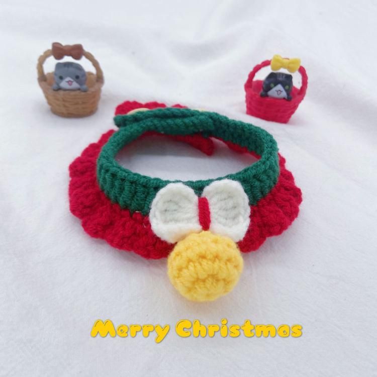 Cat Collar Factory Direct Sales Handmade Crochet Wool Cat Collar Photo Shoot Cute Pet Collar