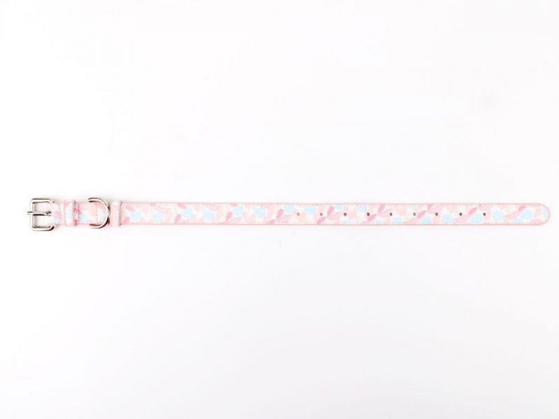 Leather Print Pattern Dog Collar Leash Set