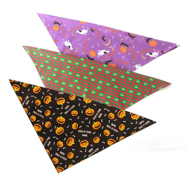 Pet Bandana Pumpkin Ghost Patterned Soft Scarf