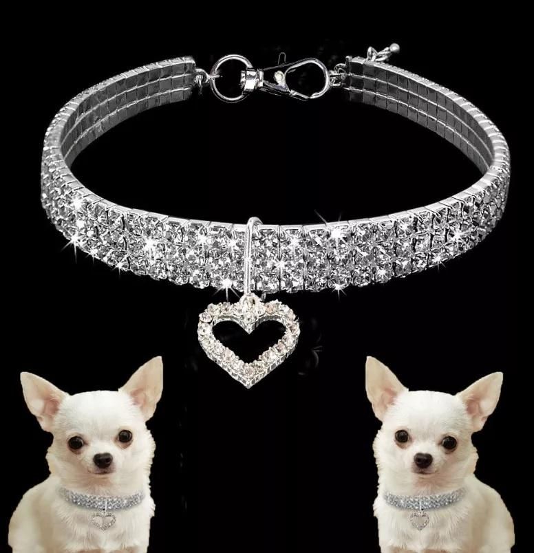 Wholesale Crystal Elastic Bright Necklace with Pendant Popular Pet Collar Dog Jewelry