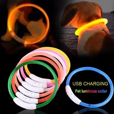 LED USB Pet Collar Night Dog Collars Glowing Luminous Rechargeable LED Collar