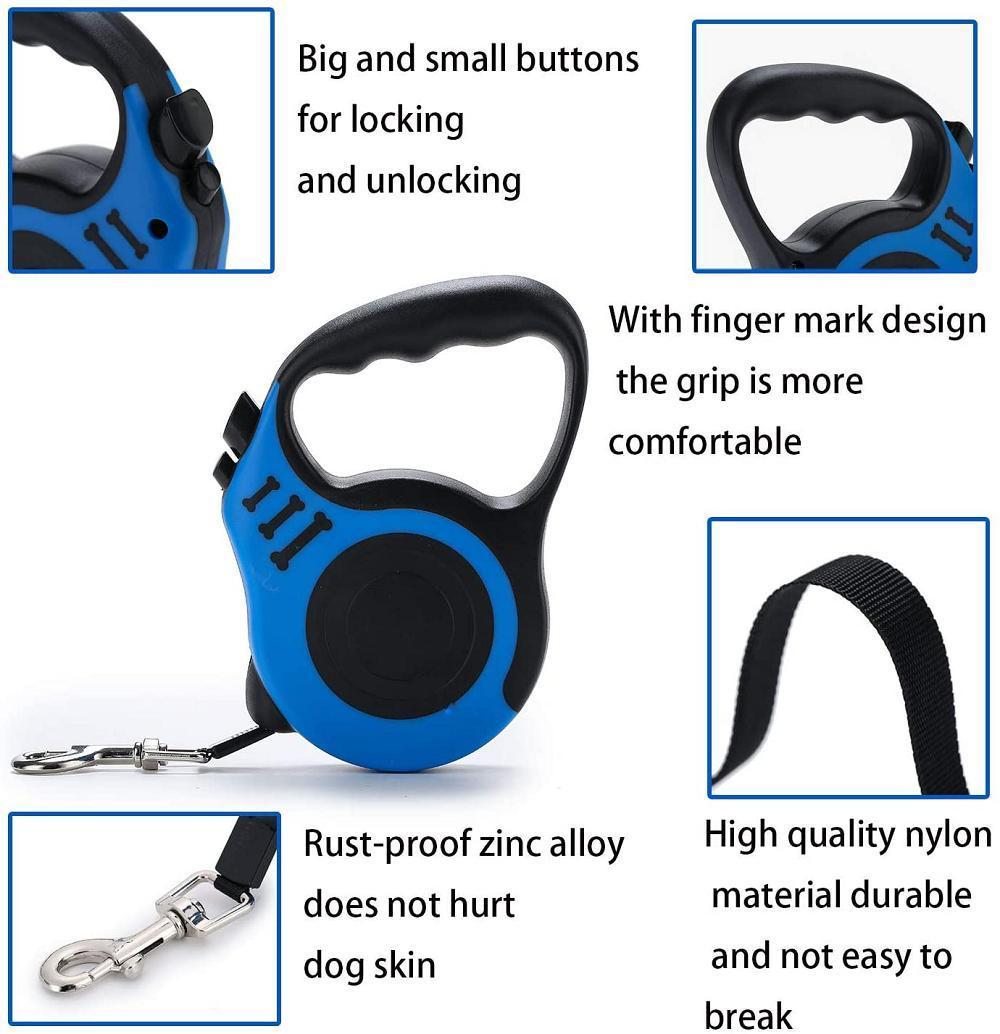 Durable Dog Leash Automatic Retractable Nylon Extending Puppy Walking Running