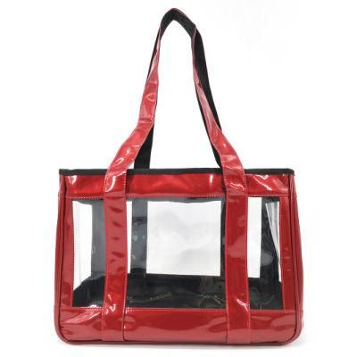 Wholesale Waterproof Breathable PVC Transparent Tote Pet Carrier Handbag Bag