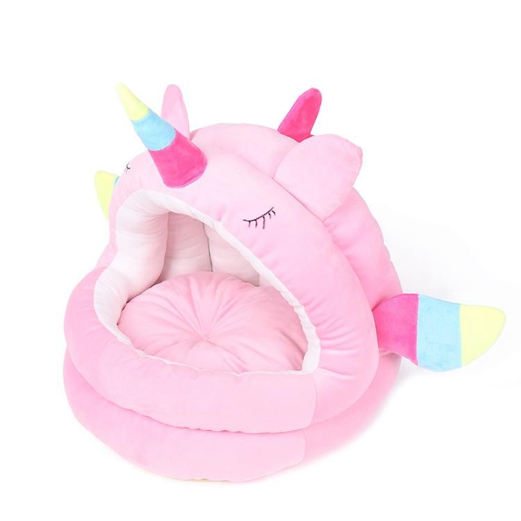 Animal Shape Unicorn Shape Shape Pet Bed Cat House Warmer Soft Pet Bed Sleeping Bag for Dog Cat