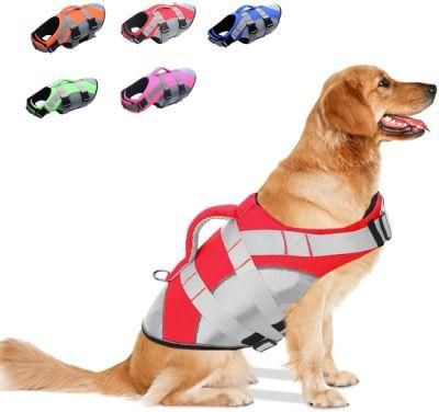 Ripstop Safety Adjustable Dog Life Vest, Durable High Buoyancy Dog Life Jacket with Rescue Handle