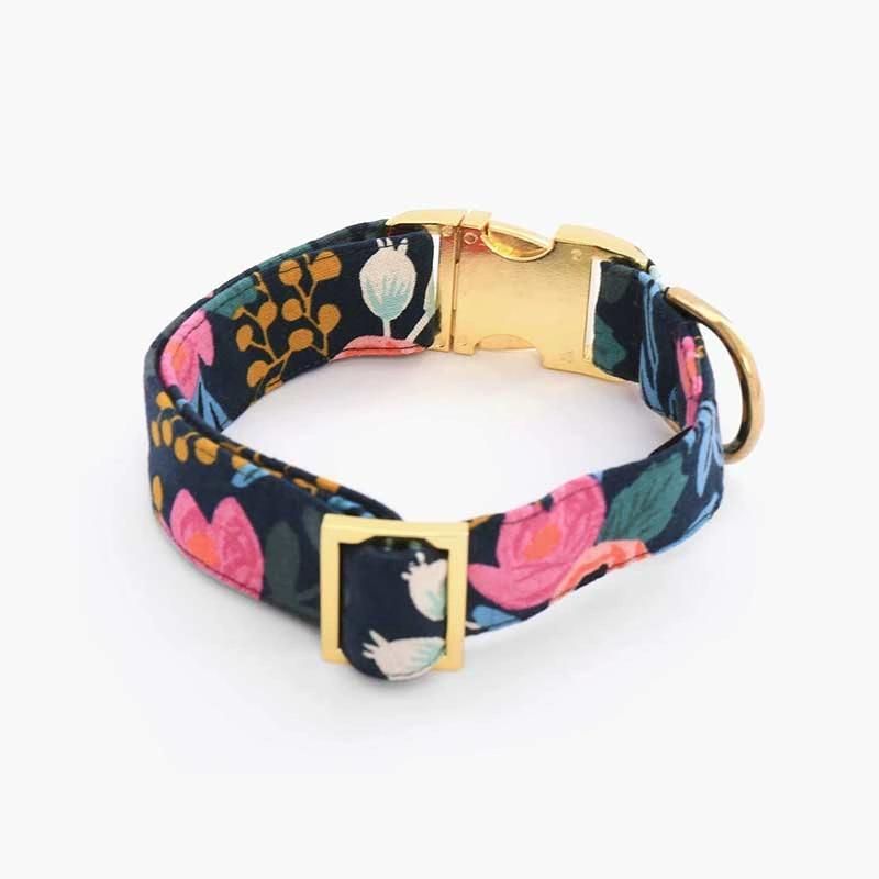 Custom Logo Pet Product Personalized Adjustable Luxury Rosa Navy Dog Collar