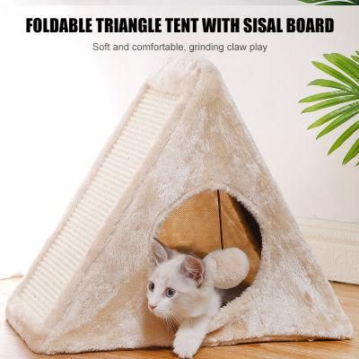 Triangle Sisal Toy Cat Scratching Cages for Cats Collapsible Cat Tent