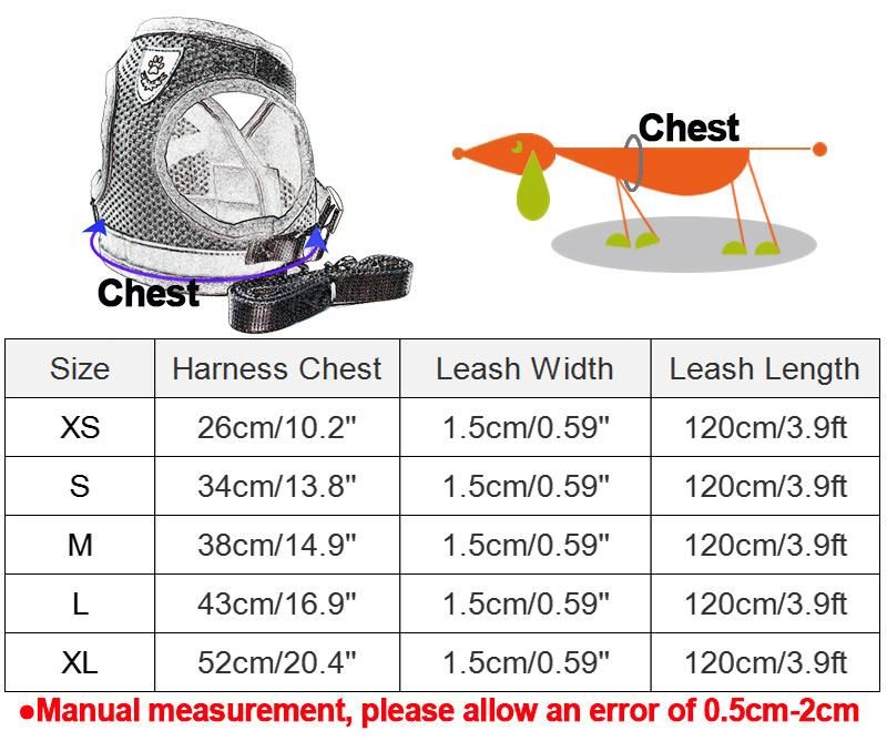 Nylon Mesh Puppy Pet Cat Harness & Leash Set Reflective Pet Dog Vest Harness