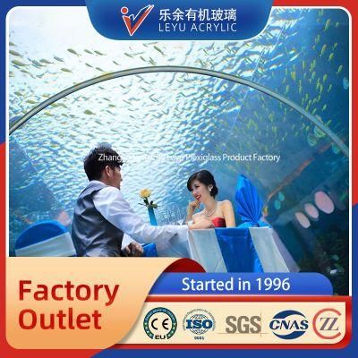 Transparent One Time Cast Curved Panel TUV Inspection UV Protection Beautiful Aquarium Large Acrylic Tunnel