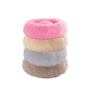 Manufacturer Wholesale Pink Luxury Donut Round Plush Dog Pet Cat Round Pet Bed
