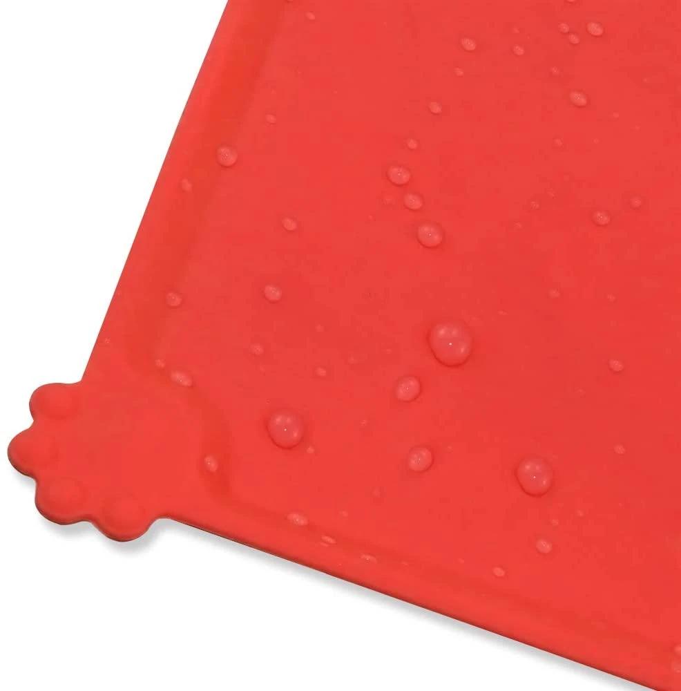 Easy to Clean Waterproof Pet Food Bowl Mat with Edge Design