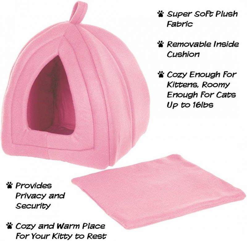 Soft Plush Fabric Kitty House Pet Tent with Removable Insert Mat