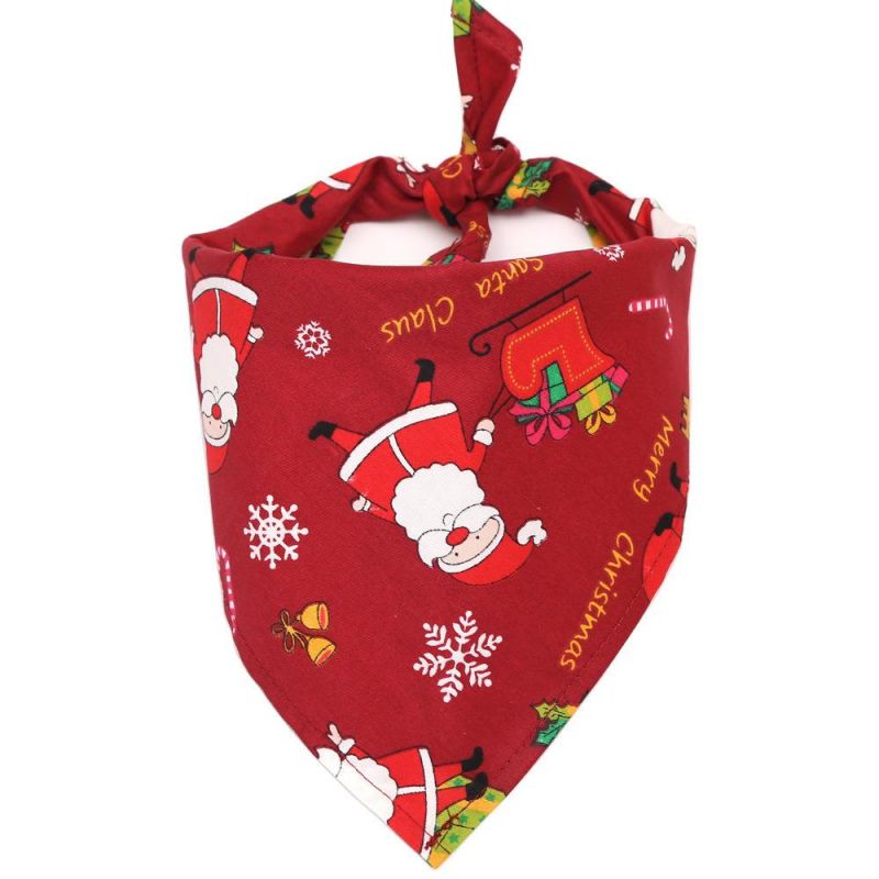 Christmas Pet Scarf Bandana Dog Collar Santa Pattern Pet Accessories
