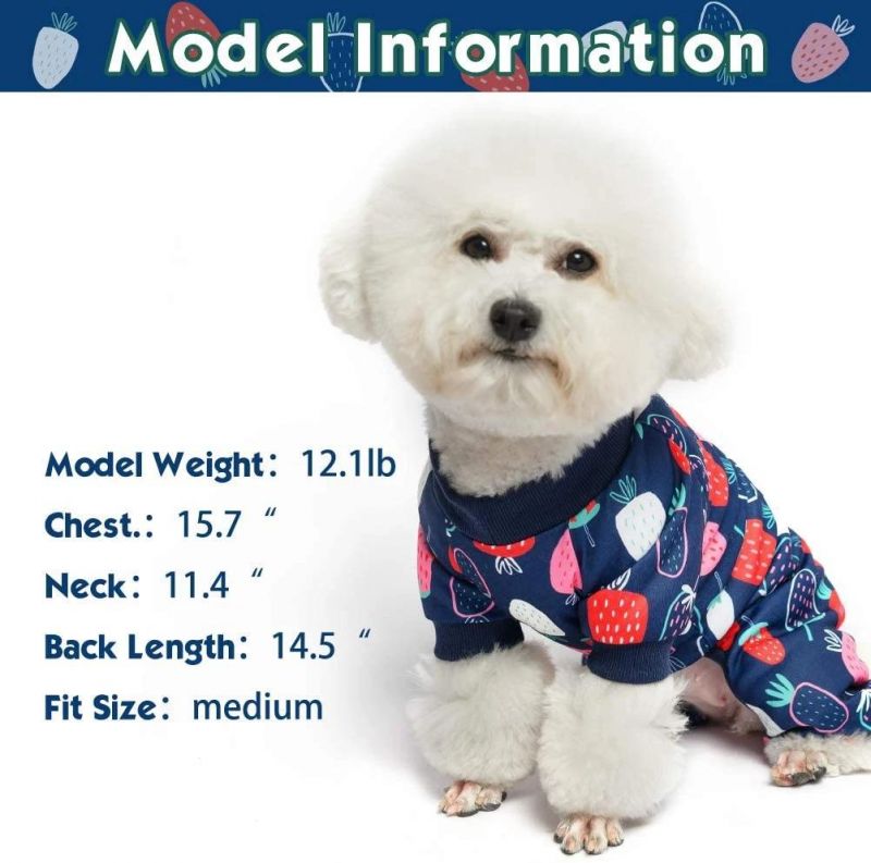 Soft Dog Pajamas Adorable Dog Apparel Jumpsuit Cute Pet Clothes with Fruit Pattern Fashionable Lightweight Puppy Jumpsuit Cotton