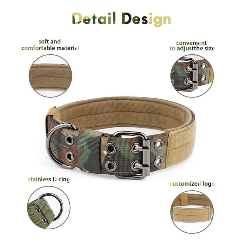 Stronger Tactical Dog Collar Nylon Heavy Duty Metal Buckle with Control Handle for Dog Training