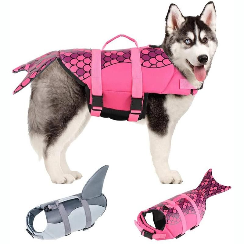 Pet Dog Saver Safety Life Jacket Shark Mermaid Float Vest Preserver Lifesaver