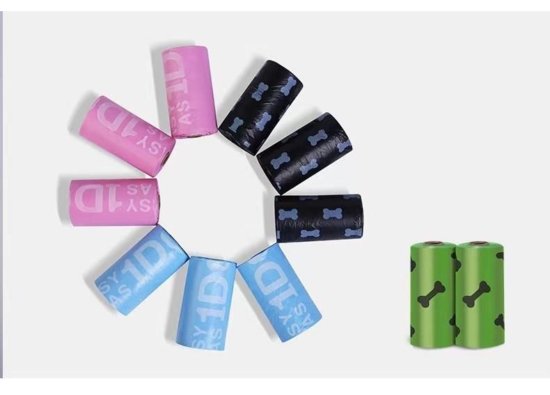 Dog Poop Bag Dispenser Pet Garbage Biodegradable Bag Garbage Dispenser PE 15 Macrons Customized Unscented and Scented 10PCS a Roll Waste Bags