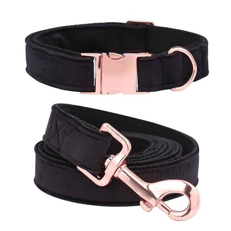Adjustable Luxury Fancy Handmade Fashion Velvet Dog Collar and Leash Set