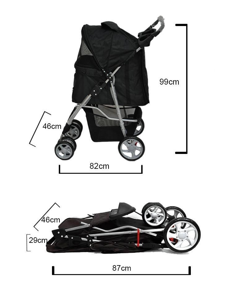 Pet Trolley Dog Stroller Folding 4 Wheel Travel Pet Carrier Strollers