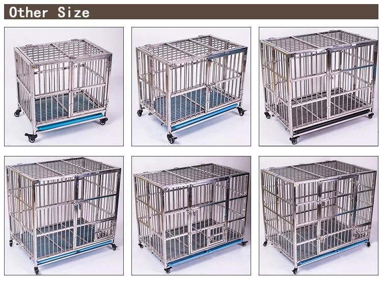 High Quality Dog Cages Metal Kennels Double Door Black Metal Wire Cage for Large Dog with Wheels