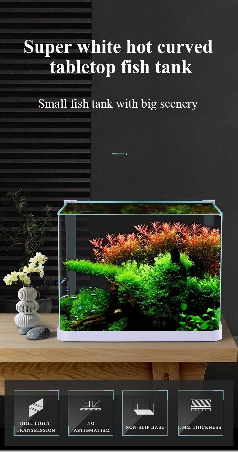 Yee Pet Products Glass Desktop Hot Bending Small Fish Tank Aquarium Accessories