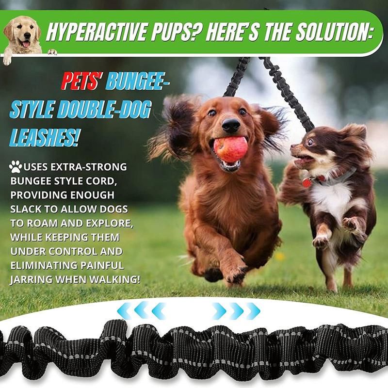 Reflective Double Dog Leash Attachment & Extender for Walking and Training, Double Dog Leash for Small and Large Dogs