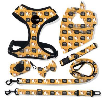 Adjustable Soft Dog Accessories Sublimation Dog Harness Sets Custom Personalized Reversible Dog Chest Harness Vest and Leash