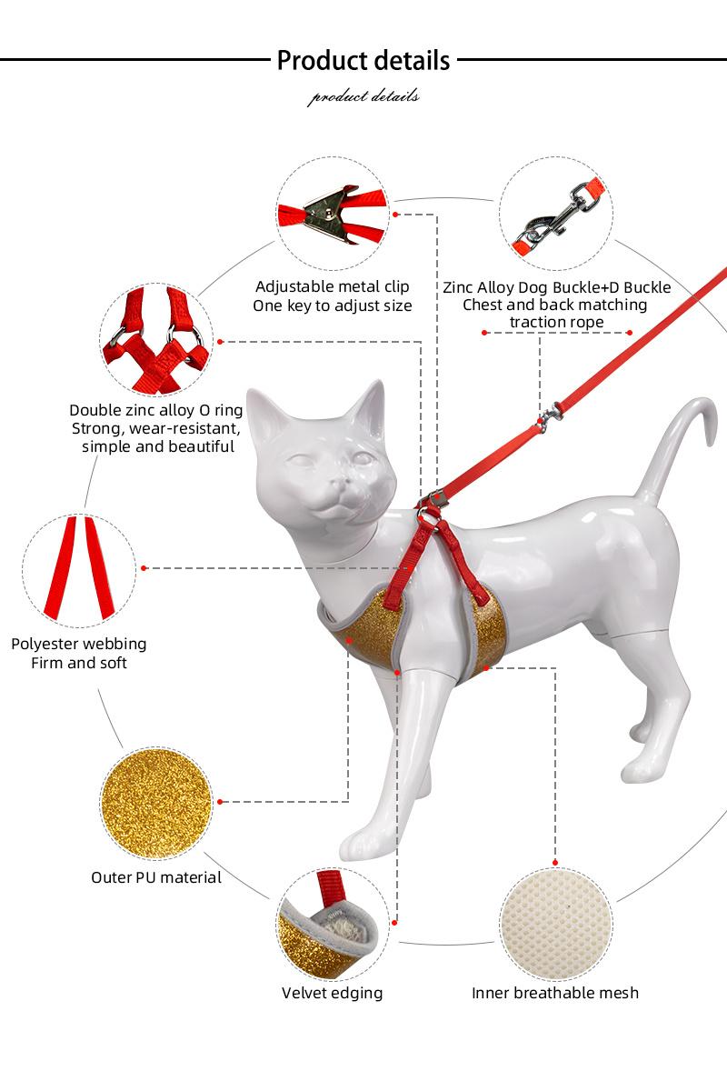 Cat Dog Mesh Harness Vest Walking Lead Leash for Puppy Dogs Collar Harness for Small Medium Pet