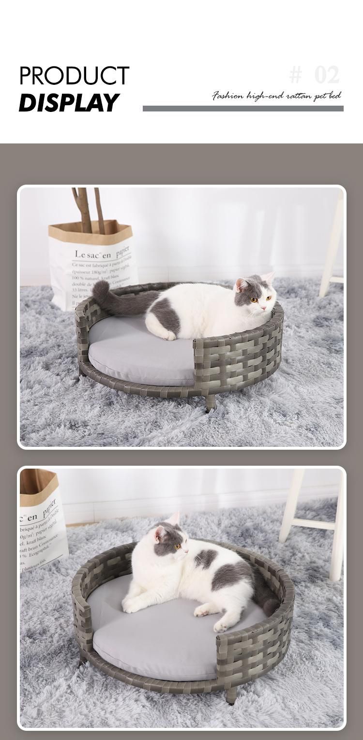 Pliable Rattan Pet Bed Round Shape Dog Rattan Bed