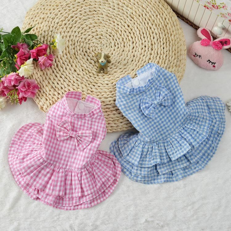 Super March Offer Pet Puppy Dog Summer Clothes Plaid Dog Dress