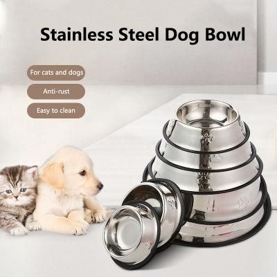 Wholesale Stainless-Steel Non-Skid Silicone Mat Pet Dog Feeder Water Bowl
