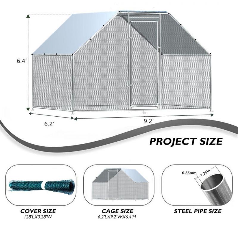 Metal Chicken Coop Walk-in Poultry Cage Hen House Rabbits Habitat