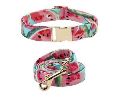 Wholesale New Fashion Silver Buckle Dog Accessories Luxury Bow Tie Dog Collar Leash Set Pet Collars &Leashes