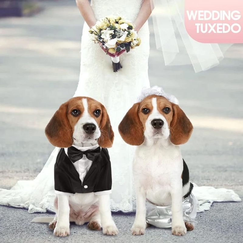 Dog Suit Bow Tie Costume Dog Shirt Wedding Parting Suit