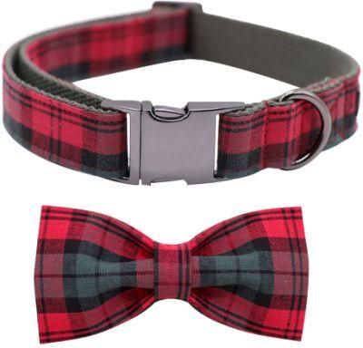 Elegant Dog Collar with Bow Cotton &amp; Webbing Bowtie Dog Collar