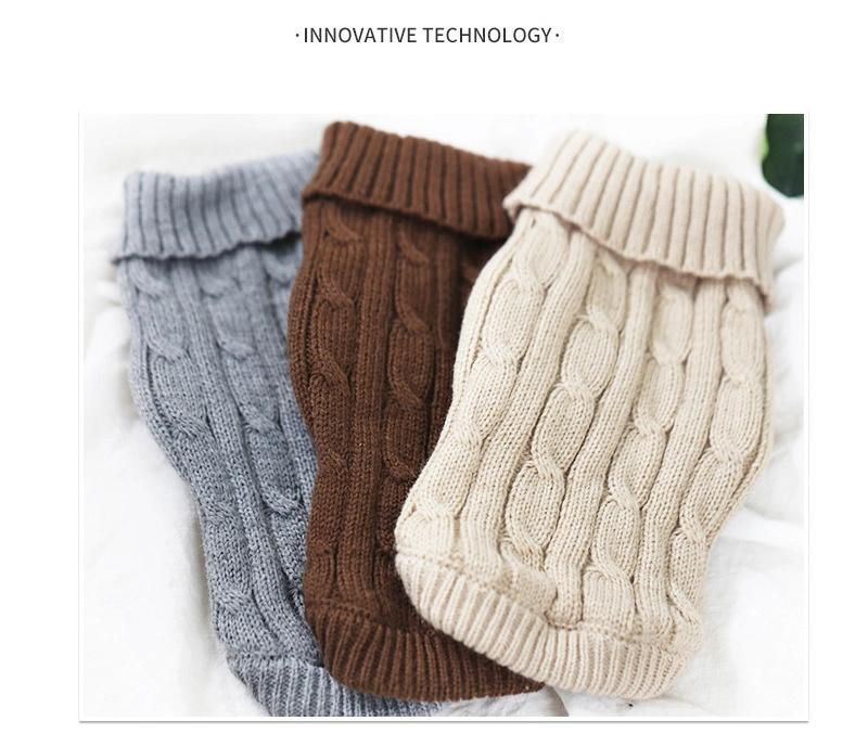 Warm Costume Knitted Braid Turtleneck Sweater Knitwear Outerwear Sweater Pet Dog Clothes for Dogs & Cats
