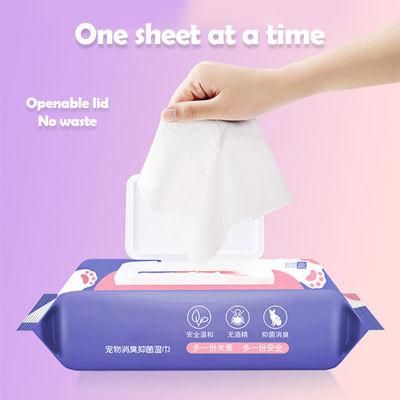 OEM Design Pet Wipes No Alcohol Antibacterial Gentle Deodorization 50/100/200PCS Cleaning Dog and Cats