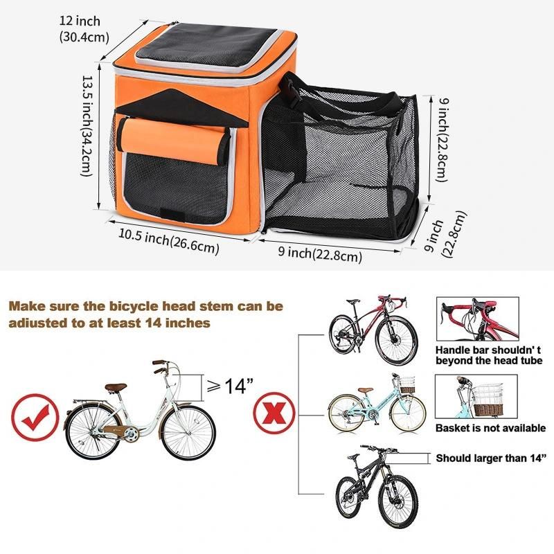 Portable Pet Carrier Booster Backpack Pet Carriers Pet Carrier Bicycle Basket Bag for Dog Cat