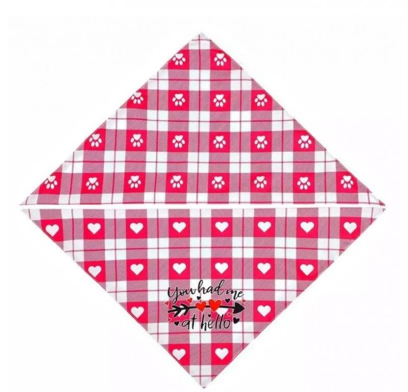 Dog Scarves, Dog Kerchiefs, Plaid Cloth Bandanas for Dogs Adjustable & Washable Pet Scarf Winter Handkerchiefs Bibs