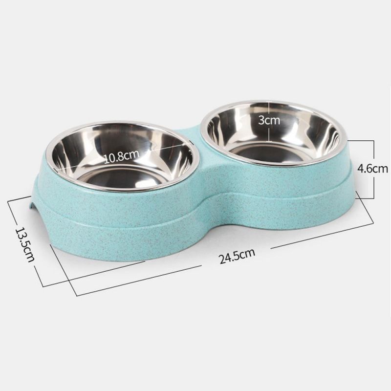 Double Pet Bowls Dog Food Water Feeder Stainless Steel Pet Drinking Dish Small Dog Accessories