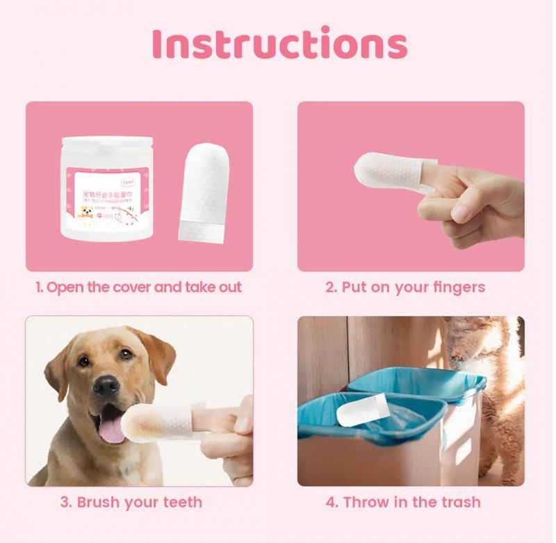 Disposable Cat Health Cleaning Product Soft Custom Pet Teeth Whitening Wipes Finger Wipes