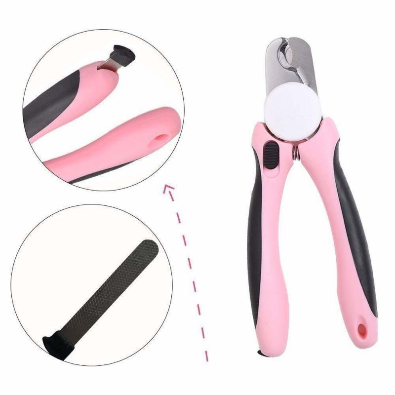 Pet Nail Clipper with Safety Guard to Avoid Over-Cutting Nails & Free Nail File - Razor Sharp Blades - Sturdy Non-Slip Handles - for Safe, at Home Grooming