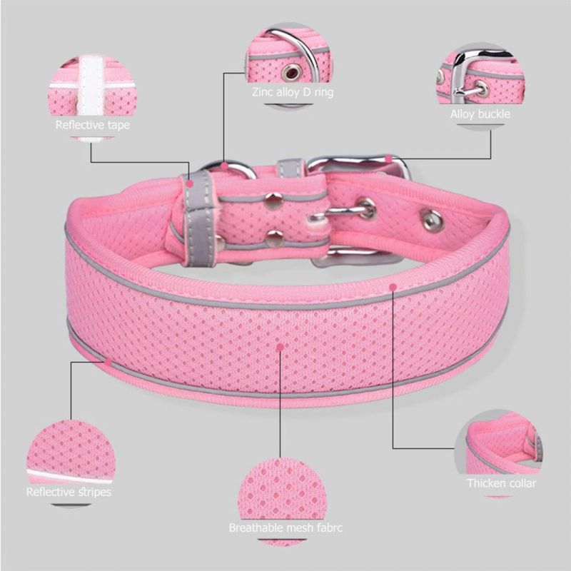 Foam Padded Soft Breathable Mesh Dog Collar with Reflective Strips