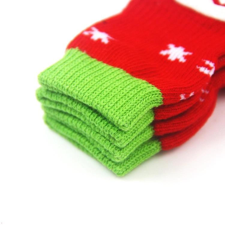 Pet Socks Christmas Snowflake Dog Socks Kitten Dog Belt Slip Resistant Dirty Knee Socks